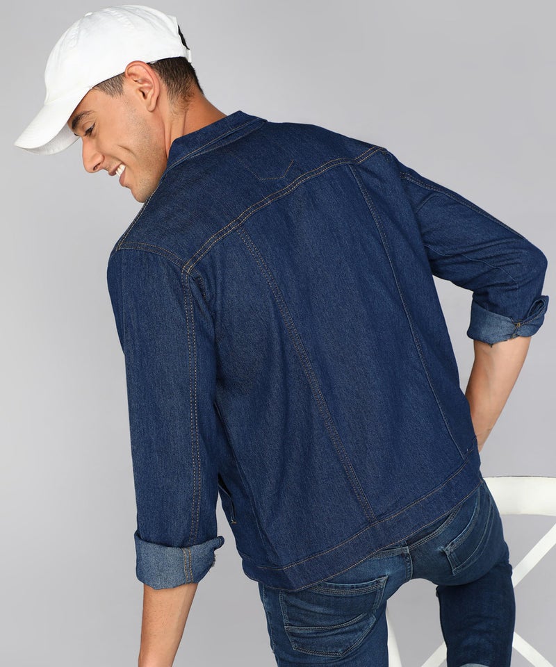 FTX Men Solid Light Blue Standard Length Denim Jacket (535_1)_Xl - Image 2