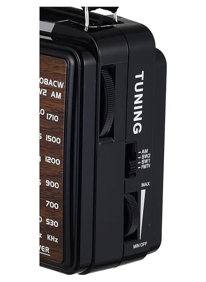 جولون راديو كهربائي صغير بتصميم كلاسيكي- أسود/بني - Image 3