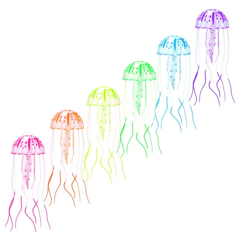 DaToo Aquarium Artificial Glowing Jellyfish Fish Tank Ornament Aquarium Silicone Decoration 6 Pack 1 Yr Warranty