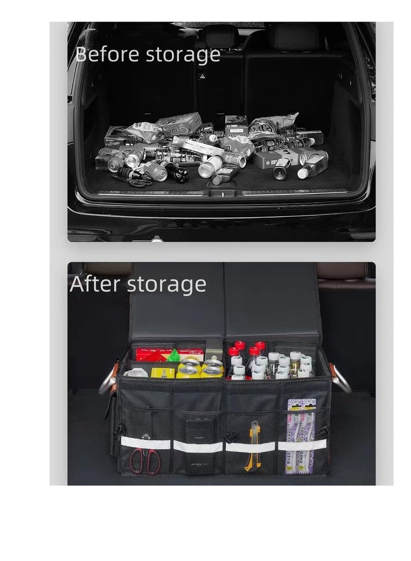 Car Trunk Organizer, Large Collapsible Trunk Organizer with Waterproof bag, Car Trunk Organizer with Lid, Adjustable Straps and Non Slip Bottom, for SUV Auto Truck Van, Black - Image 4