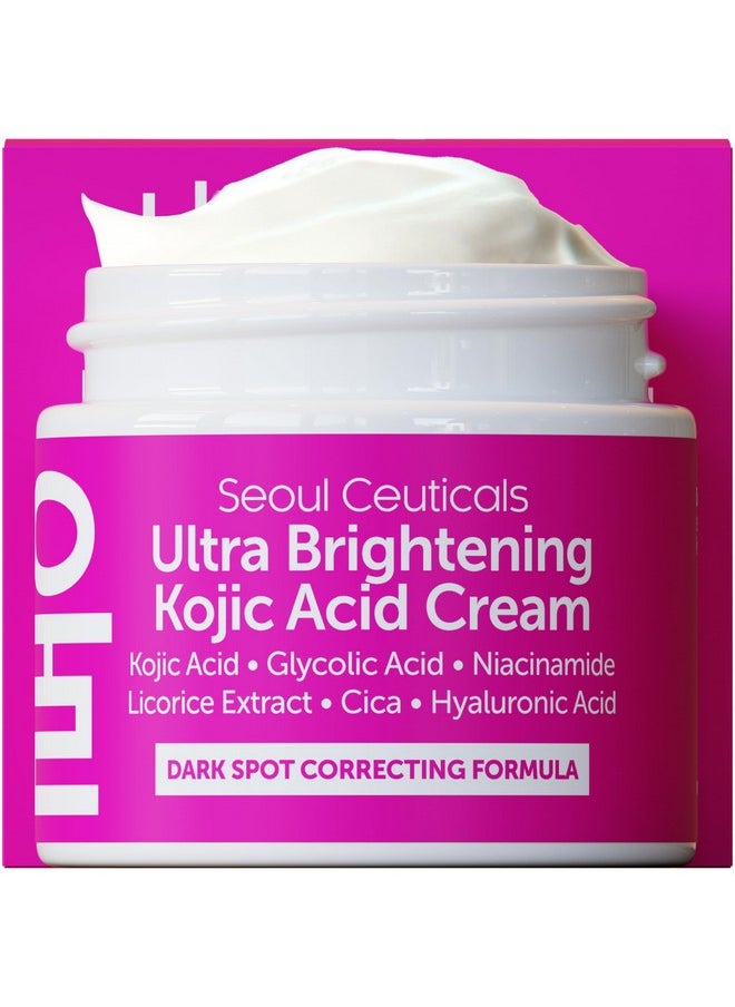 seoulceuticals - Korean Kojic Acid Cream Dark Spot Remover + Glycolic Acid + Niacinamide + Cica + Ha Moisturizer Cruelty Free K Beauty Skincare 2Oz - Image 1