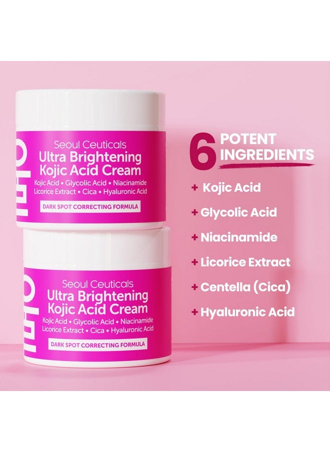 seoulceuticals - Korean Kojic Acid Cream Dark Spot Remover + Glycolic Acid + Niacinamide + Cica + Ha Moisturizer Cruelty Free K Beauty Skincare 2Oz - Image 1