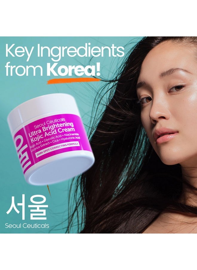 seoulceuticals - Korean Kojic Acid Cream Dark Spot Remover + Glycolic Acid + Niacinamide + Cica + Ha Moisturizer Cruelty Free K Beauty Skincare 2Oz - Image 1
