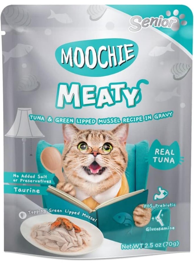 MOOCHIE Cat Food Tuna And Green Lipped Mussel Recipe In Gravy Pouch 70G (12 Pouch)  - Image 1