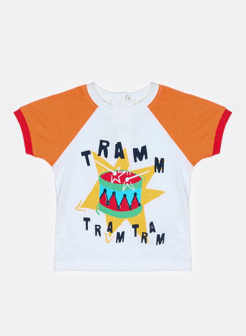 Panco Baby Boys TRAM TRAM Printed Short Sleeve T-shirt - Image 1