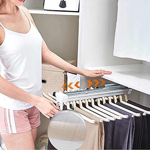 MYOYAY Pull Out Trousers Rack 22 Arms Steel Pull Out Pants Rack Pants Hanger Bar Clothes Organizers for Closet for Space Saving and Storage Maximum Load 33lbs Beige 23.4x18x5.7inch - Image 4