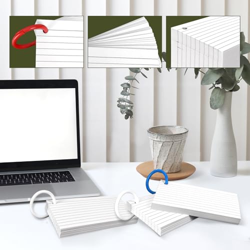 Wpxmer 600 PCS White Index Cards Ruled, 3 x 5 Inches Flash Cards with Ring, Note Cards Study Cards for School Learning and To to Lists - Image 3