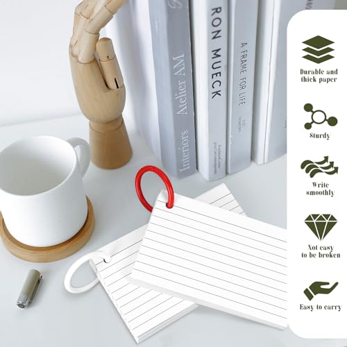 Wpxmer 600 PCS White Index Cards Ruled, 3 x 5 Inches Flash Cards with Ring, Note Cards Study Cards for School Learning and To to Lists - Image 5