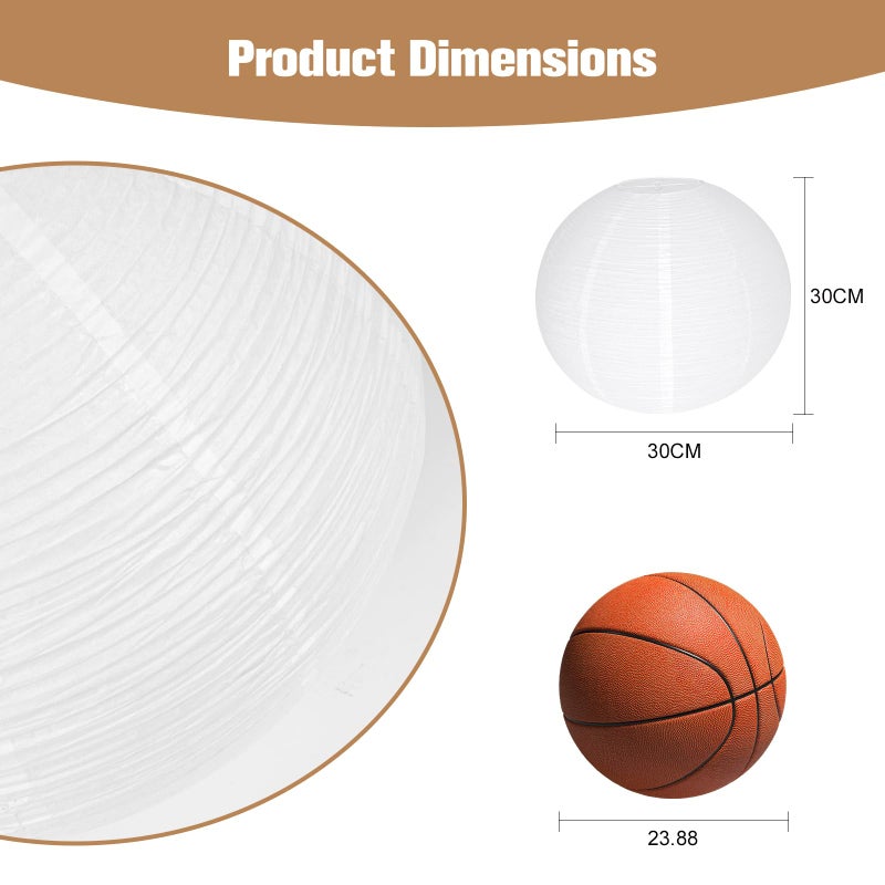 Koorle White Paper Lamp Shade, 12''x12'' Small Chinses Paper Lantern Pendant Light Shade,Round Lanpshade Home Decor Ceiling Lampshade, Foldable Lampshade - Image 4