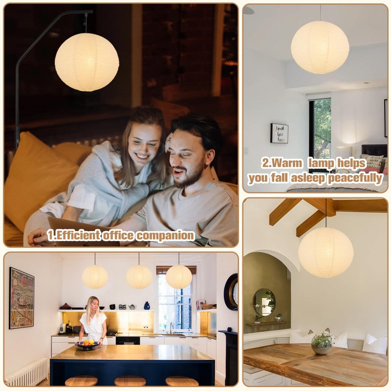 Koorle White Paper Lamp Shade, 12''x12'' Small Chinses Paper Lantern Pendant Light Shade,Round Lanpshade Home Decor Ceiling Lampshade, Foldable Lampshade - Image 5