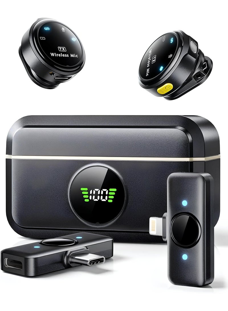 Generic valueable 1 Wireless Lavalier Microphone Compatible with Type-C and iPhone Devices, Featuring Noise Reduction, with Charging Case Black - Image 2
