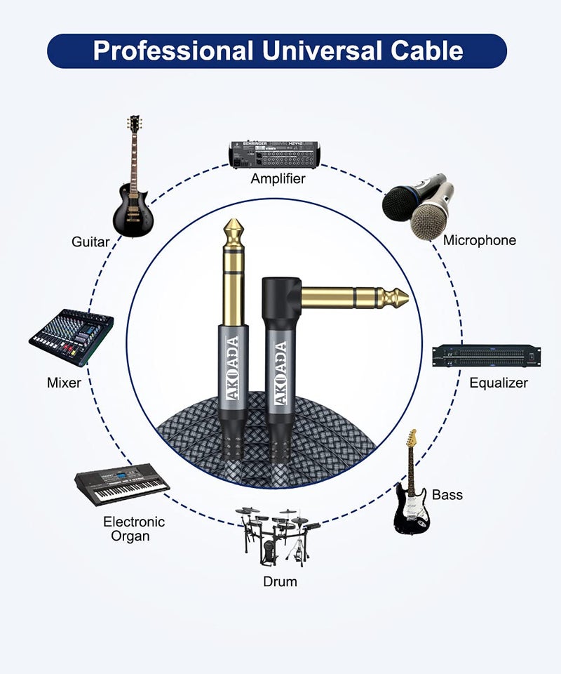 AkoaDa 1/4 inch TRS Audio Cable (2Pack 15FT), 6.35mm Male Jack Balanced Stereo Cord,6.35 Instrument Interconnect Wire for Electric Bass,Keyboard,Mixer,Amplifier/Amp,Speaker,etc - Image 5