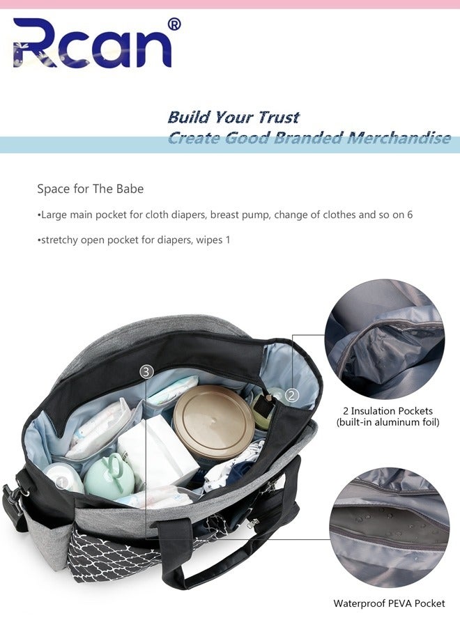 Rcan Multifunctional Waterproof Mother Baby Diaper Bag Handbag Labor and Delivery Mother Portable Shoulder Bags Baby Diaper Travel Large Capacity Durable Crossbody Bag for Baby Mother  - Image 2
