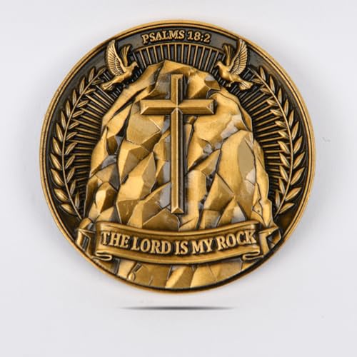 Leabet 5Pcs The Lord is My Rock Christian Collectible Coin Psalm 182 Challenge Coin DoubleSided Inspirational Token for Faith and Strength 157 Inch - Image 5