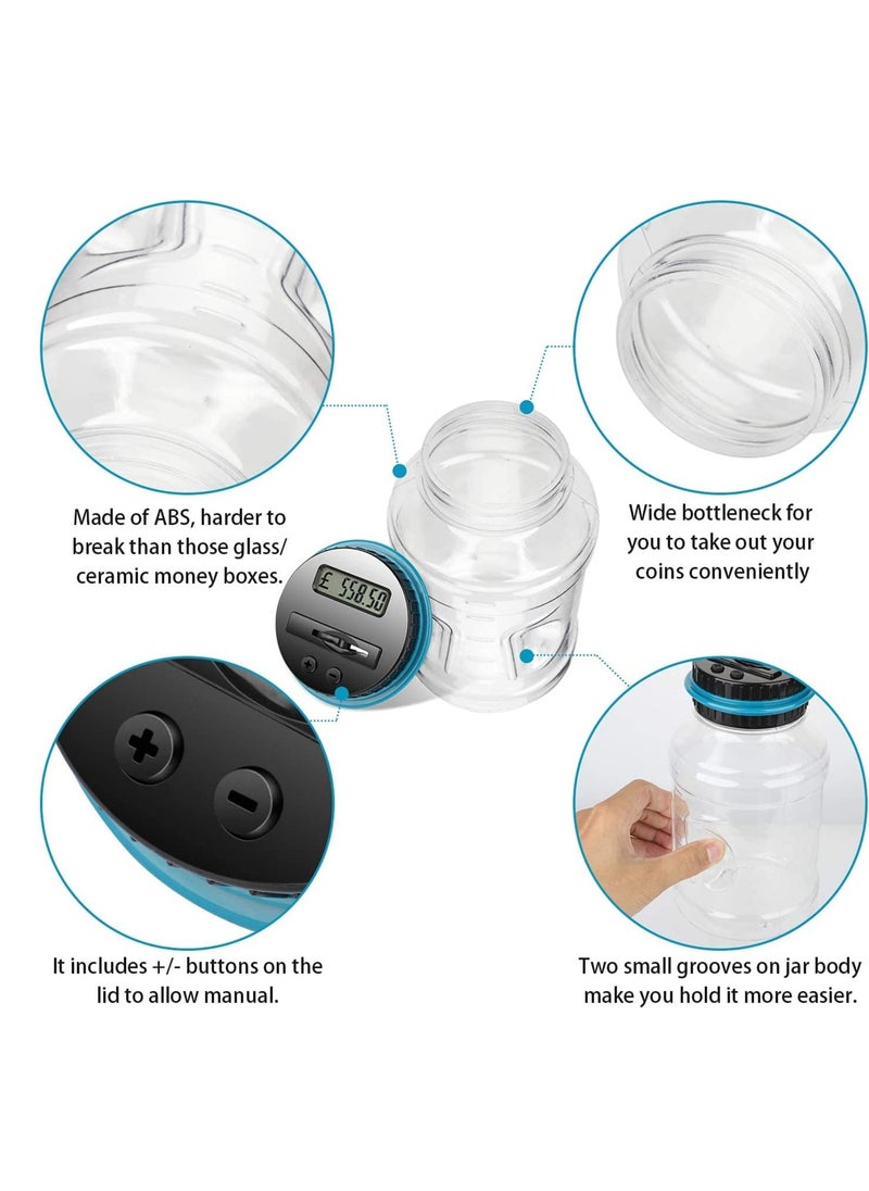 SYOSI Digital Piggy Banks Digital Saving Money Box, Transparent Coin Bank Large Capacity Transparent Money Saving Jar with LCD Display, Coin Money Bank Piggy Bank Gift for Kids and Adult  - Image 5