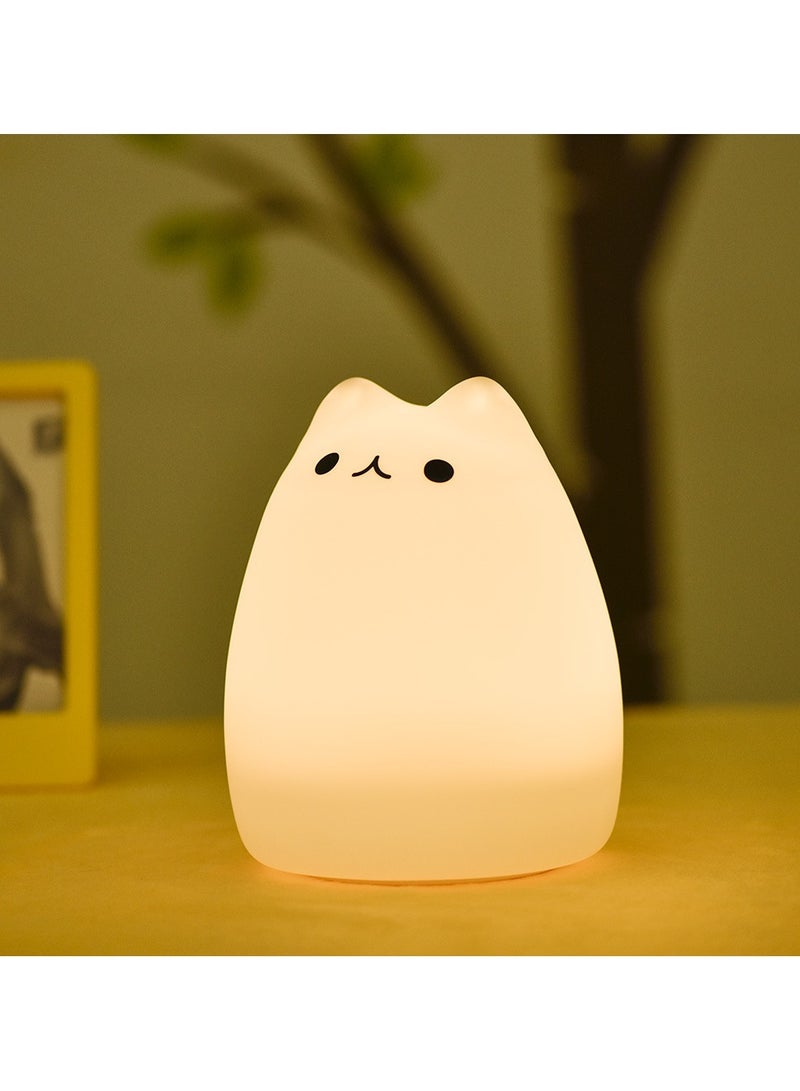 general Cartoon Cat Silicone Lamp Colorful Color-changing Silicone Animal Lamp Desktop Patting Night Light - Image 1