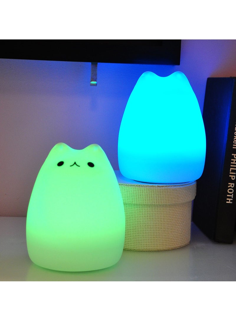 general Cartoon Cat Silicone Lamp Colorful Color-changing Silicone Animal Lamp Desktop Patting Night Light - Image 2