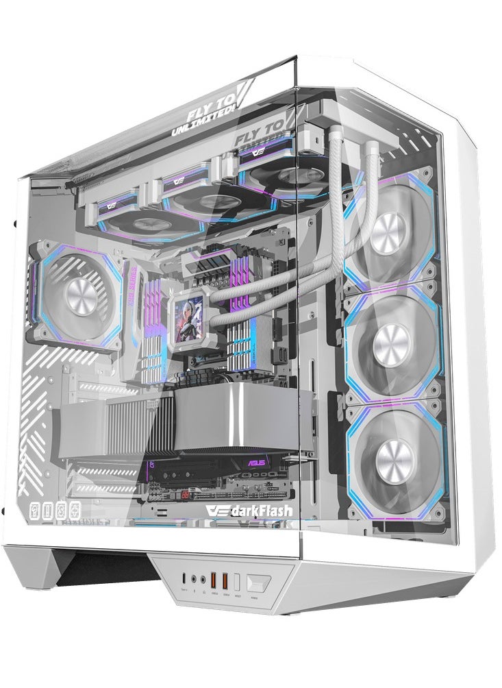 DarkFlash - ARCEE DY470 ATX Gaming PC Case 4xARGB Fans, Support BTF Back Plug-in Motherboard, Dual-Chamber, Panoramic Glass, Up to 2 x 360mm Radiators, Compatible (4 PWM ARGB Fans) - Image 1