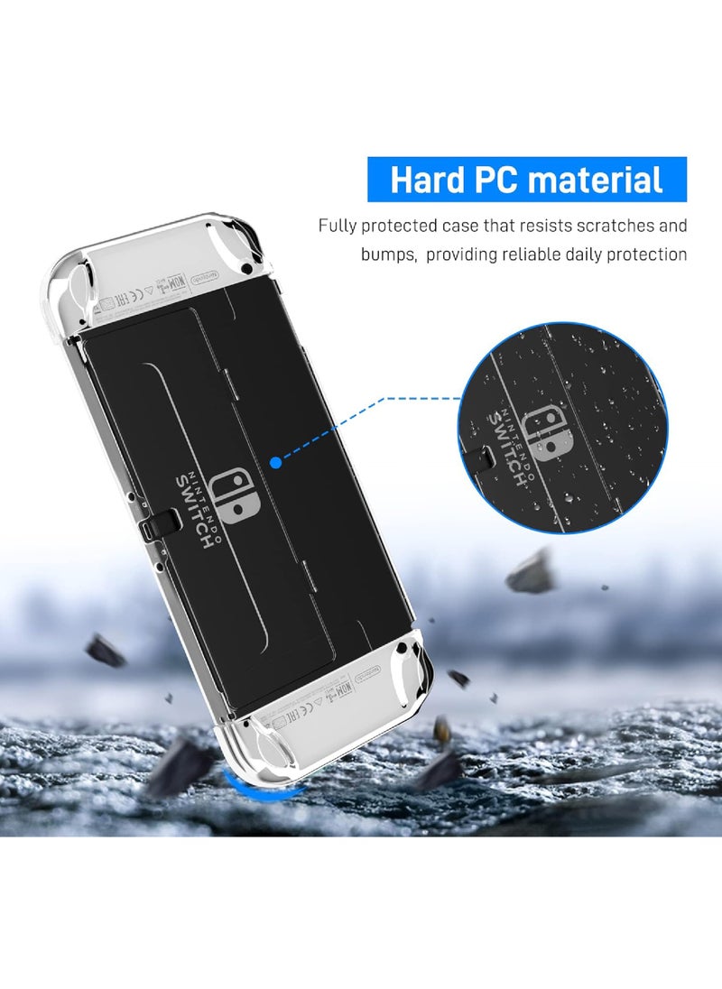 Rock Pow - 3 in 1 Protective Clear Case Cover for Nintendo Switch OLED Dockable Skin for Switch OLED and Joy Con Controller Comfort Grip Shell with Shock-Absorption and Anti-Scratch Design - Image 1