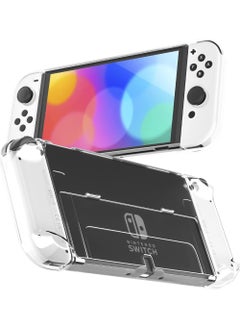 Rock Pow 3 in 1 Protective Clear Case Cover for Nintendo Switch OLED Dockable Skin for Switch OLED and Joy Con Controller Comfort Grip Shell with Shock-Absorption and Anti-Scratch Design  - Image 1