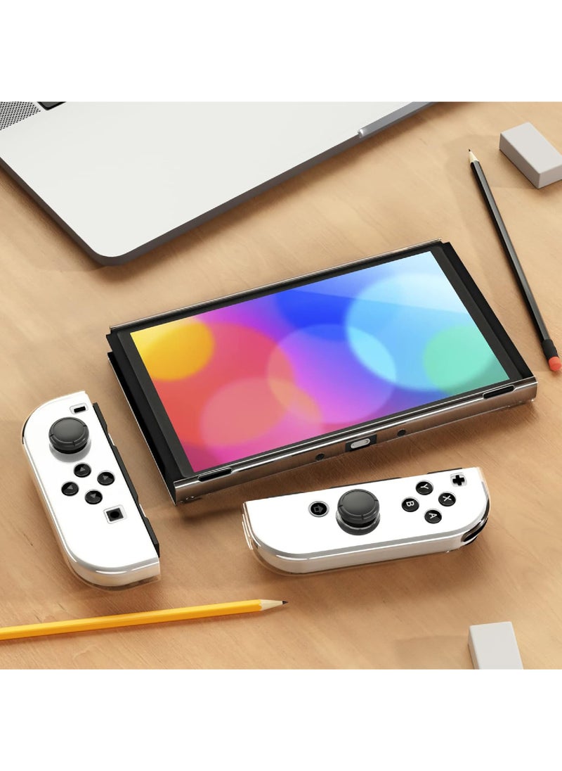 Rock Pow - 3 in 1 Protective Clear Case Cover for Nintendo Switch OLED Dockable Skin for Switch OLED and Joy Con Controller Comfort Grip Shell with Shock-Absorption and Anti-Scratch Design - Image 1