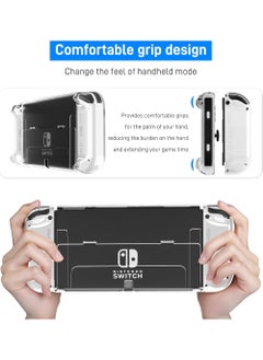 Rock Pow 3 in 1 Protective Clear Case Cover for Nintendo Switch OLED Dockable Skin for Switch OLED and Joy Con Controller Comfort Grip Shell with Shock-Absorption and Anti-Scratch Design  - Image 4