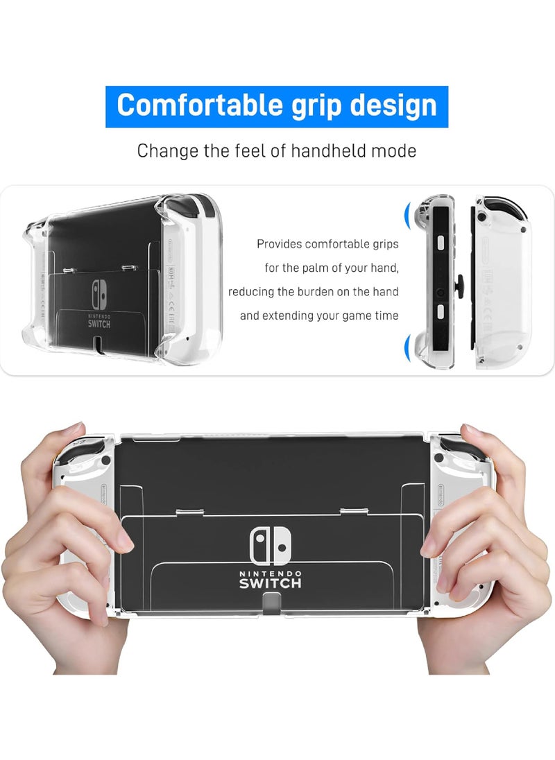 Rock Pow - 3 in 1 Protective Clear Case Cover for Nintendo Switch OLED Dockable Skin for Switch OLED and Joy Con Controller Comfort Grip Shell with Shock-Absorption and Anti-Scratch Design - Image 1