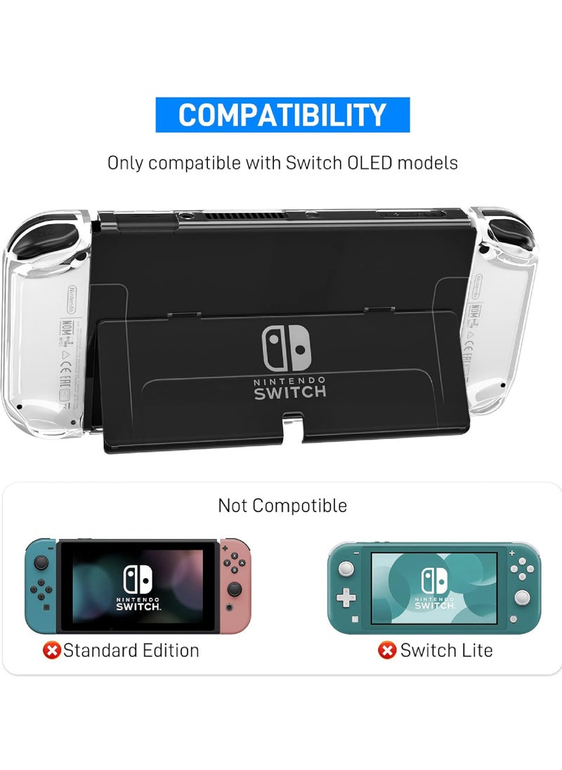 Rock Pow - 3 in 1 Protective Clear Case Cover for Nintendo Switch OLED Dockable Skin for Switch OLED and Joy Con Controller Comfort Grip Shell with Shock-Absorption and Anti-Scratch Design - Image 1