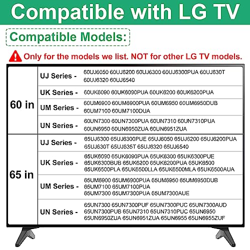 Maozhren حامل تلفزيون لأرجل تلفزيون LG، أرجل حامل تلفزيون فقط لتلفزيونات LG 60UJ6050 60UK6090 60UM6900 60UN7300 65UJ6300 65UK6090 65UM6900 65UM7300PUA 65UN6950 مع براغي، فقط للنماذج المدرجة - Image 2