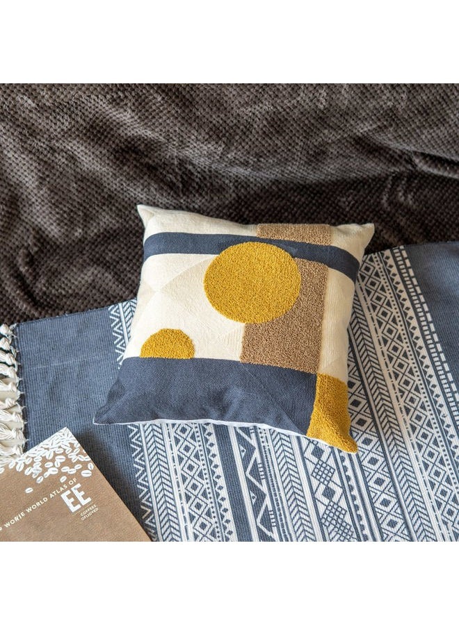 VANNCIO Vintage Decorative Throw Pillow Cover, Cotton Rustic Retro Accent Pillowcase for Mid Century Boho Decor, Geometric Patterned Cushion Sham, Square 18 inches, 1 PCS(Golden Brown) - Image 5