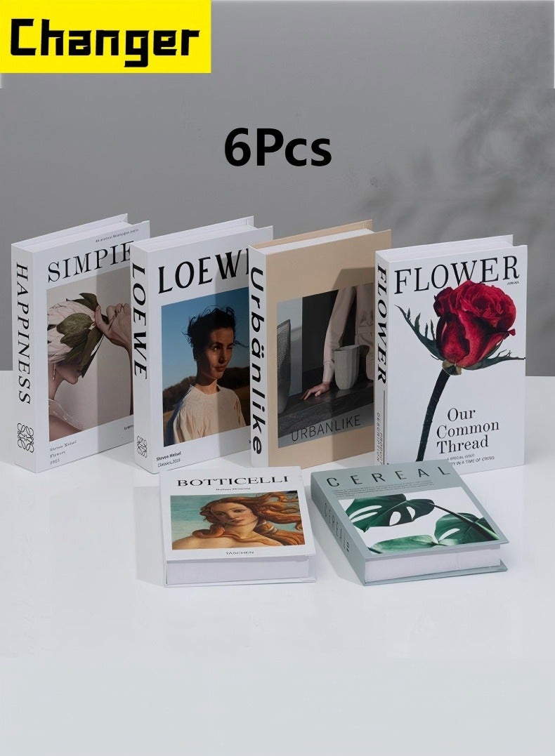 Changer Decorative Books for Home Decor,Set of 6 Stylish Fake Books of Room Books Decor Aesthetic,for Coffee Table Decor,Living Room, Table, Shelf Decor,Modern Hardcover Stacked Display Books - Image 1