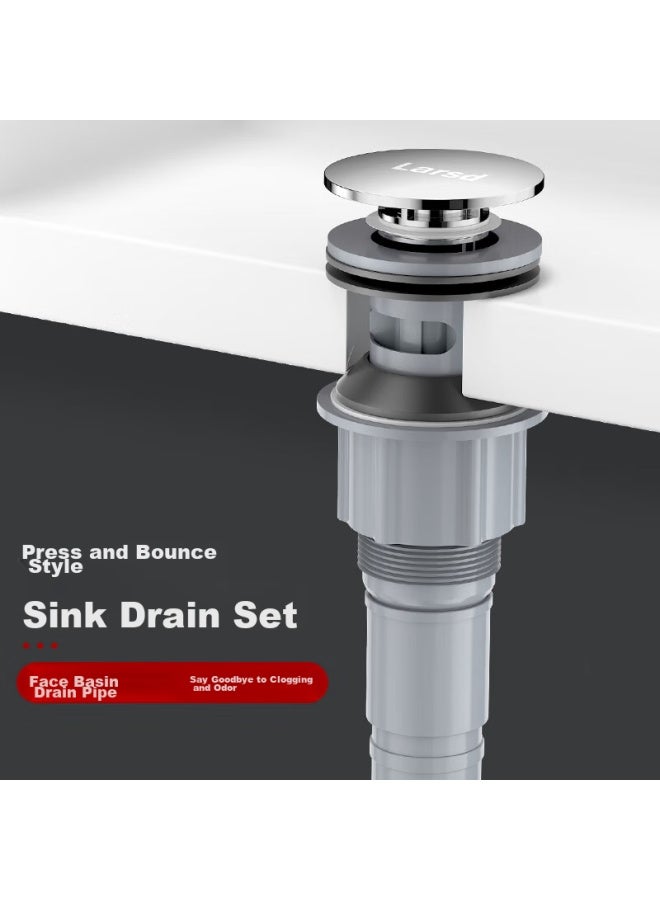 Larsd Basin Drain Kit, Anti-odor Drain Pipe, Washbasin And Sink Drain With Overflow Hole T3276 - Image 3