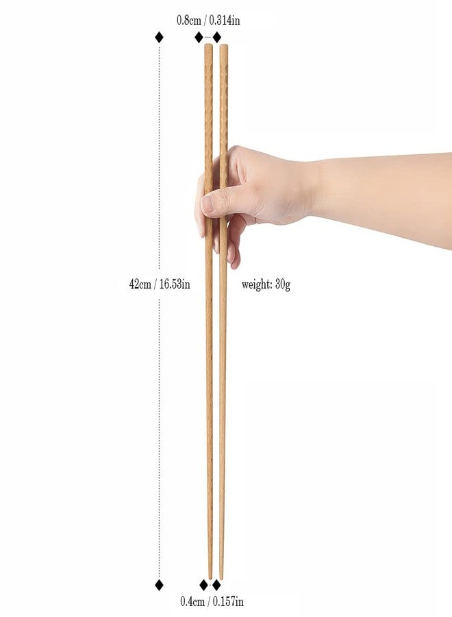 AYFDISHS 2 Pairs 16.5 inches Long Cooking Chopsticks, Reusable Chopstick Wooden Chopsticks for Noodles Frying Hot Pot ,Extra Long Kitchen Cooking Chop Sticks - Image 2
