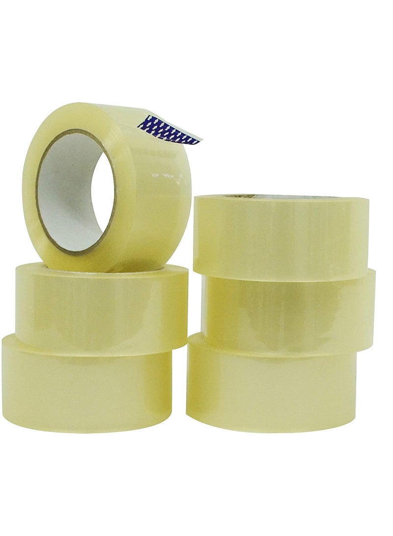 Generic Clear Packing Tape (6 Roll), 2 inches x 100 yards Strong Heavy Duty Packaging Tape for Sealing Parcel Boxes, Moving Boxes Houses, Large Postal Bags, Office Supplies Pack Of 6 Roll  - Image 1