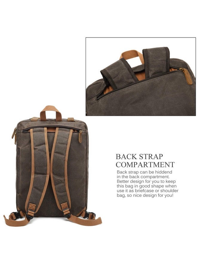 CoolBELL CoolBELL Laptop Messenger Bag Vintage Shoulder Bag Convertible Backpack Retro Briefcase Versatile Travel Bag Fits 17.3 Inch Laptop For Men Business (Waxed Canvas Brown) - Image 5