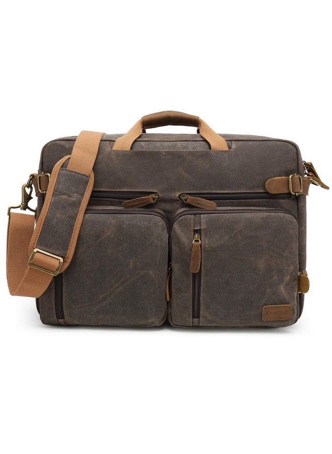 CoolBELL CoolBELL Laptop Messenger Bag Vintage Shoulder Bag Convertible Backpack Retro Briefcase Versatile Travel Bag Fits 17.3 Inch Laptop For Men Business (Waxed Canvas Brown) - Image 1