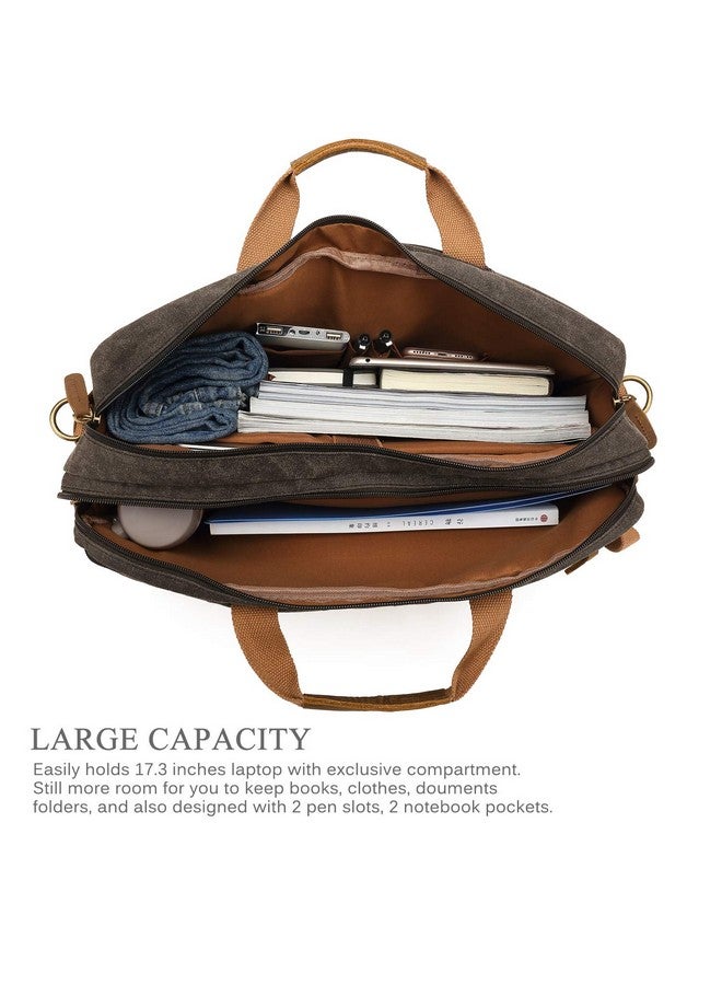 CoolBELL CoolBELL Laptop Messenger Bag Vintage Shoulder Bag Convertible Backpack Retro Briefcase Versatile Travel Bag Fits 17.3 Inch Laptop For Men Business (Waxed Canvas Brown) - Image 3