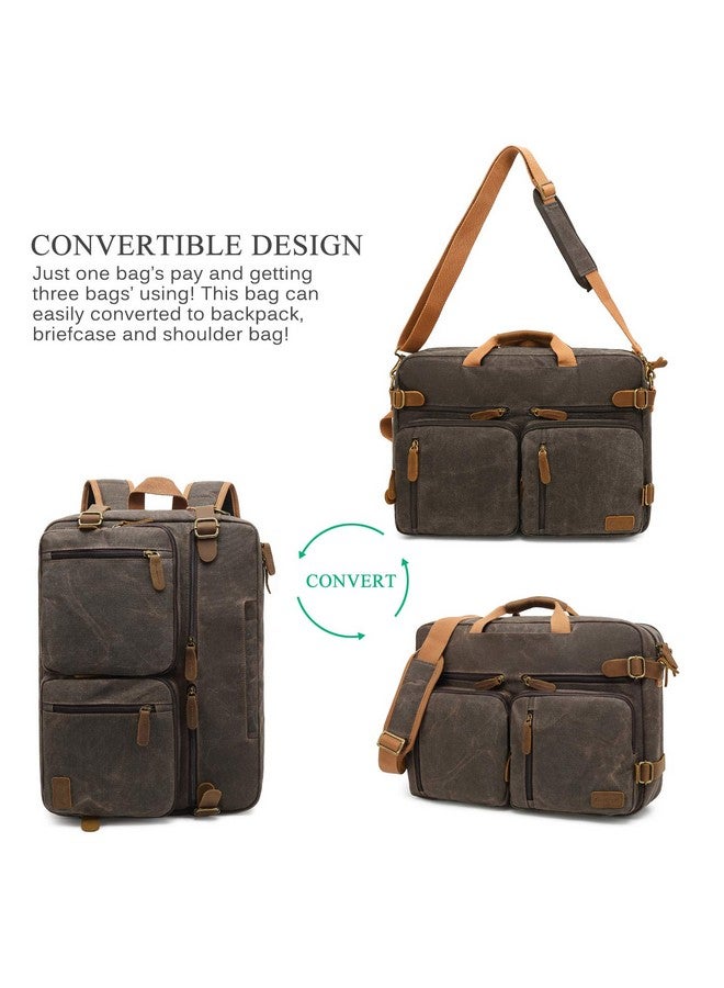 CoolBELL CoolBELL Laptop Messenger Bag Vintage Shoulder Bag Convertible Backpack Retro Briefcase Versatile Travel Bag Fits 17.3 Inch Laptop For Men Business (Waxed Canvas Brown) - Image 2