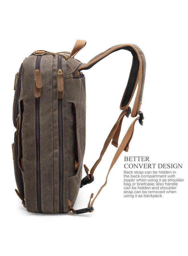 CoolBELL CoolBELL Laptop Messenger Bag Vintage Shoulder Bag Convertible Backpack Retro Briefcase Versatile Travel Bag Fits 17.3 Inch Laptop For Men Business (Waxed Canvas Brown) - Image 4