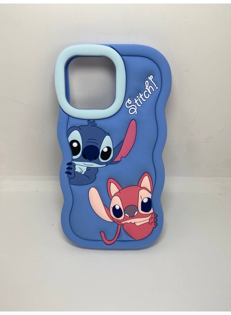 3D Cartoon Phone Case for iPhone 12 Pro Max, 13 Pro Max, All-Round Protection, Anti-Slip Design (Stitch Blue) - Image 4