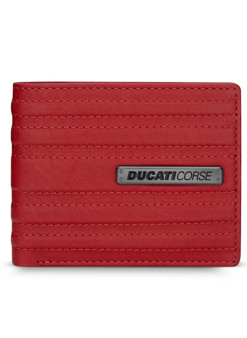 Ducati Corse Ducati Corse DTLGW2200102 Elegante Genuine Leather Wallet, Red, M, Casual