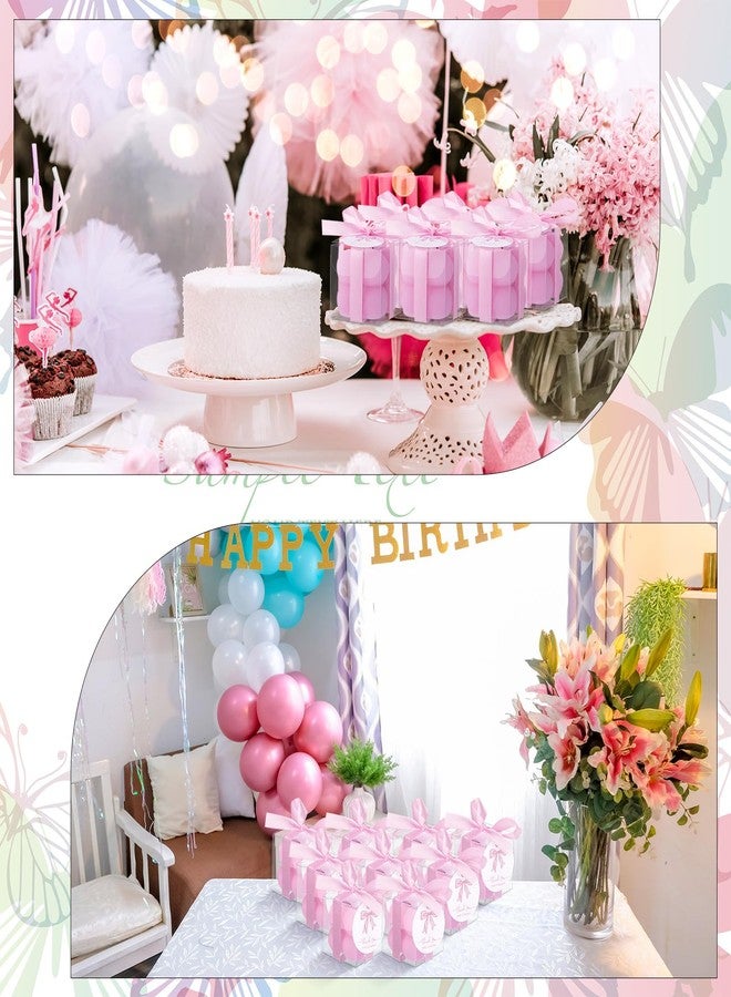 MTLEE 24 Sets Pink Bow Party Favors Small Bubble Candle Baby Shower Favors for Guests Tea Candles Bulk with Stylish Ribbons Cards Gifts Party Decoration(Bright Pink,Bow) - Image 4