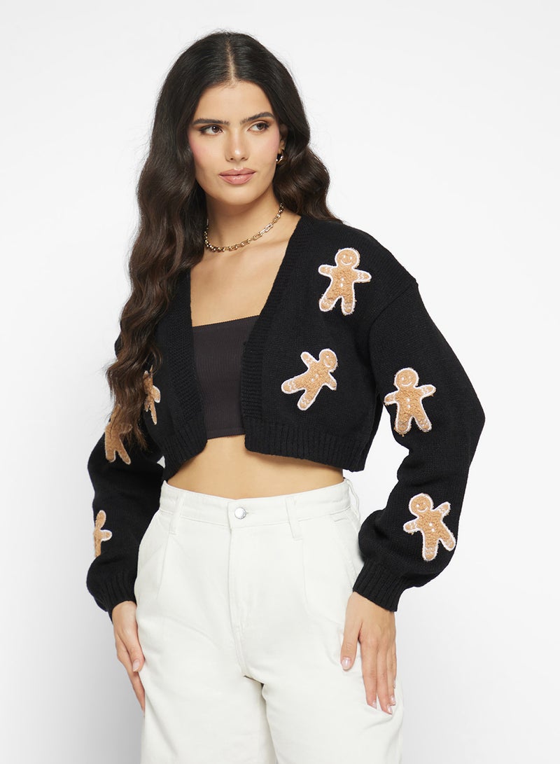 جينجر كارديجان محبوك بتفاصيل خبز الزنجبيل - Image 1