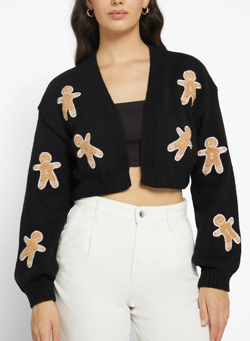 جينجر كارديجان محبوك بتفاصيل خبز الزنجبيل