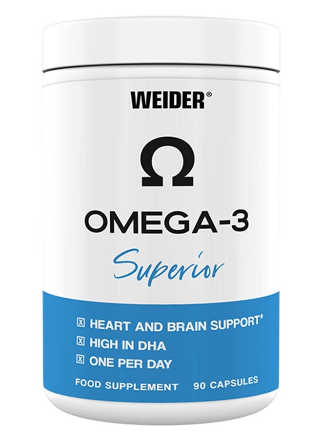 Weider Omega-3 Superior Supports Heart and Brain 90 Capsules Premium Fish Oil Supplement  - Image 1