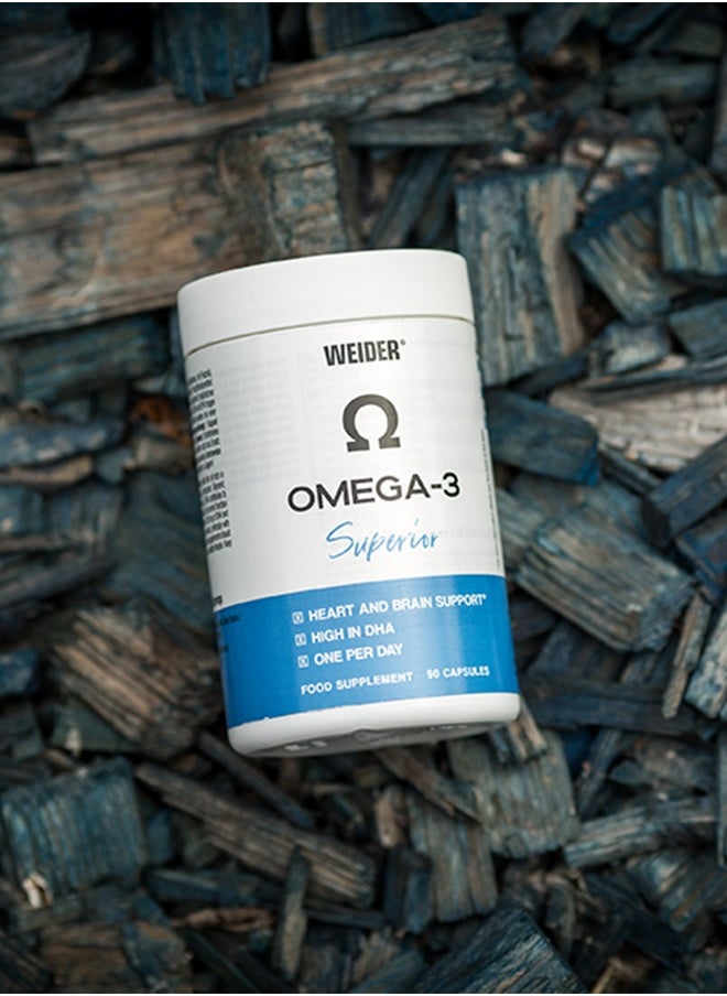 Weider Omega-3 Superior Supports Heart and Brain 90 Capsules Premium Fish Oil Supplement  - Image 3