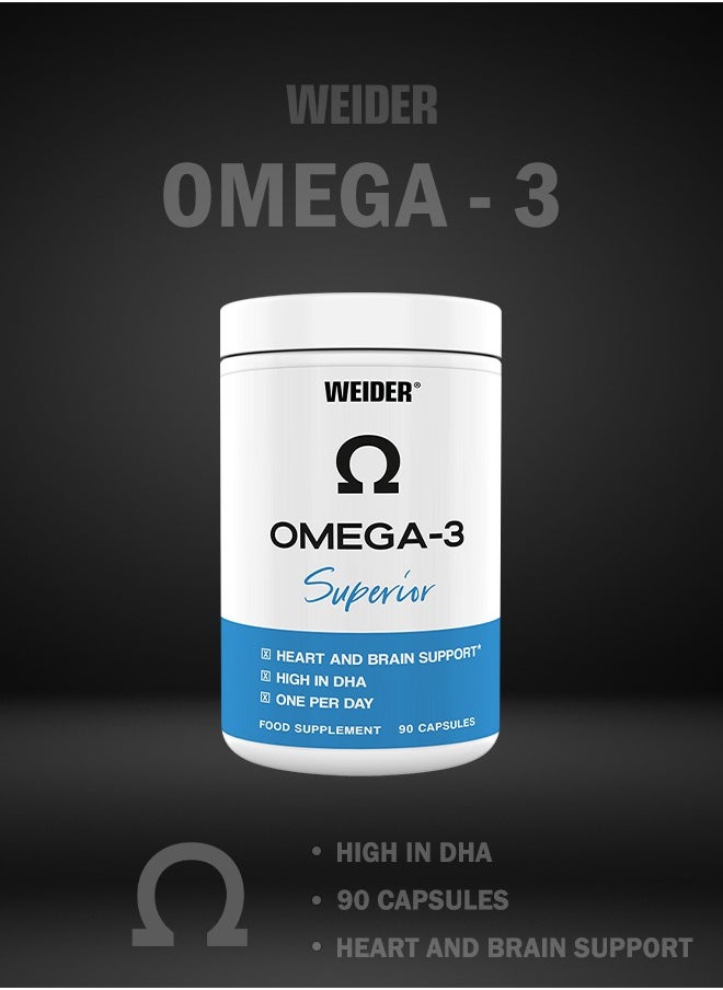 Weider Omega-3 Superior Supports Heart and Brain 90 Capsules Premium Fish Oil Supplement  - Image 4