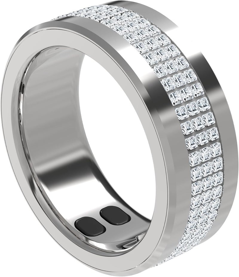 المجوهرات الحلقة الذكية تتبع الصحة 19.1mm، 5 أيام وقت العمل، وضع الرياضة، مراقبة النوم، معدل ضربات القلب ودرجة حرارة الجسم، عداد السعرات الحرارية، الأكسجين في الدم، الدورة الشهرية - الفضة - Image 1