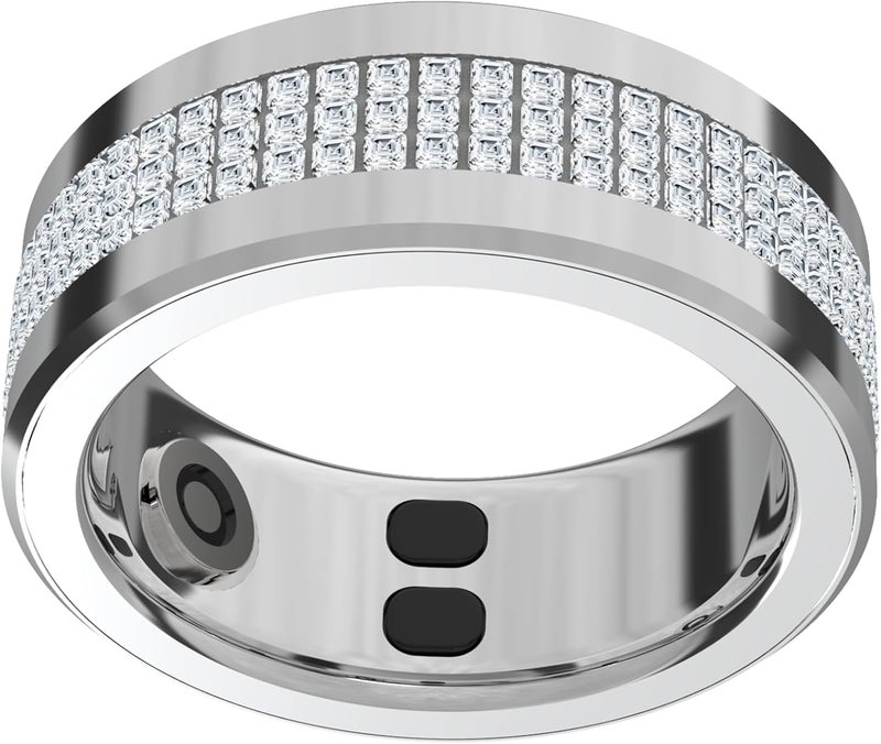 المجوهرات الحلقة الذكية تتبع الصحة 19.1mm، 5 أيام وقت العمل، وضع الرياضة، مراقبة النوم، معدل ضربات القلب ودرجة حرارة الجسم، عداد السعرات الحرارية، الأكسجين في الدم، الدورة الشهرية - الفضة - Image 5