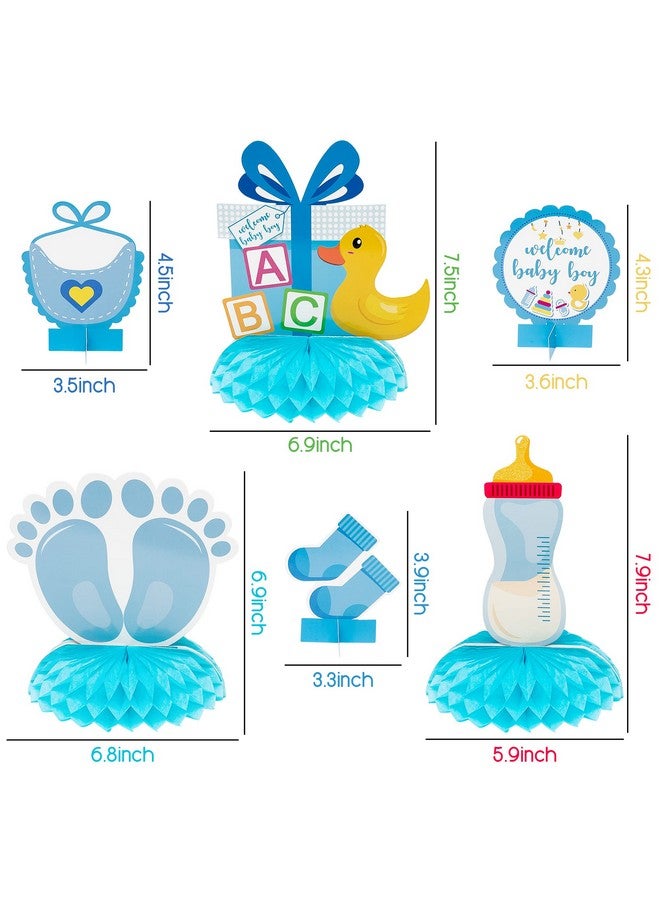 OSNIE 12Pcs It'S A Boy Baby Shower Themed Honeycomb Centerpieces Table Topper For Baby Boys Welcome Baby Boy Cutouts Gender Reveal Party Decorations Infant Baby Party Favors Photo Booth Props (Blue) - Image 2